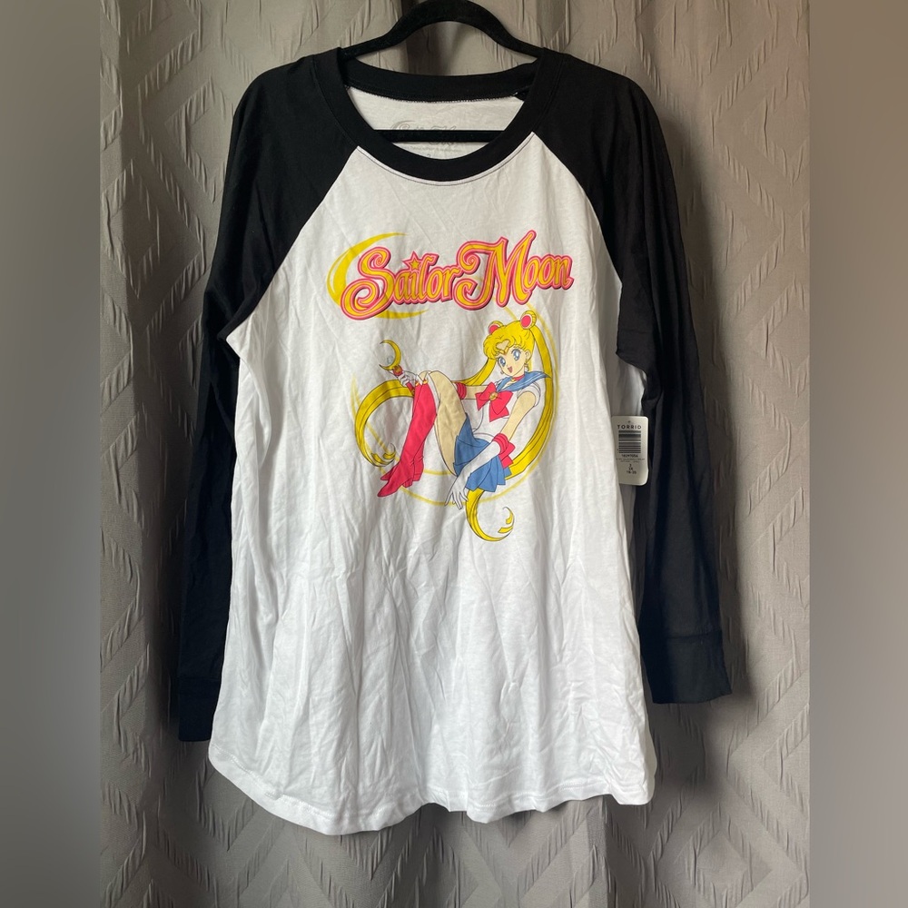 Torrid Black and White Raglan Tee